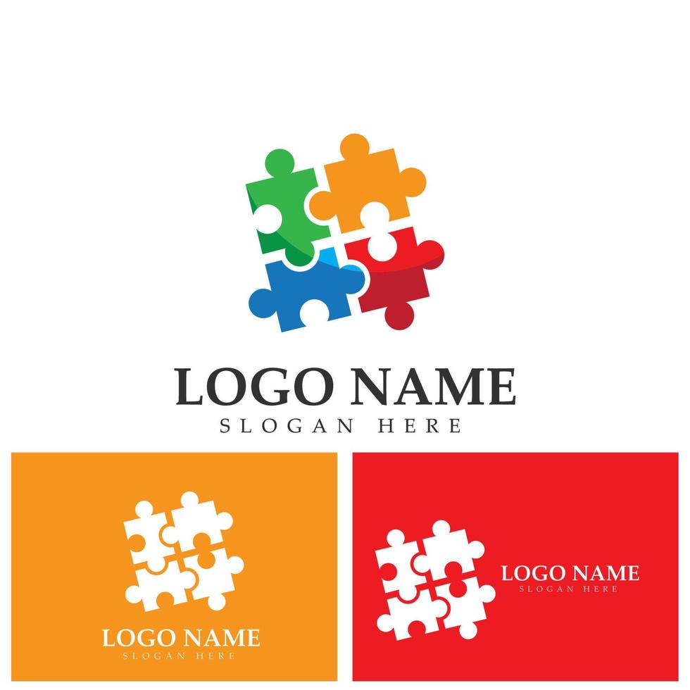 vettore del modello di logo del puzzle della comunità