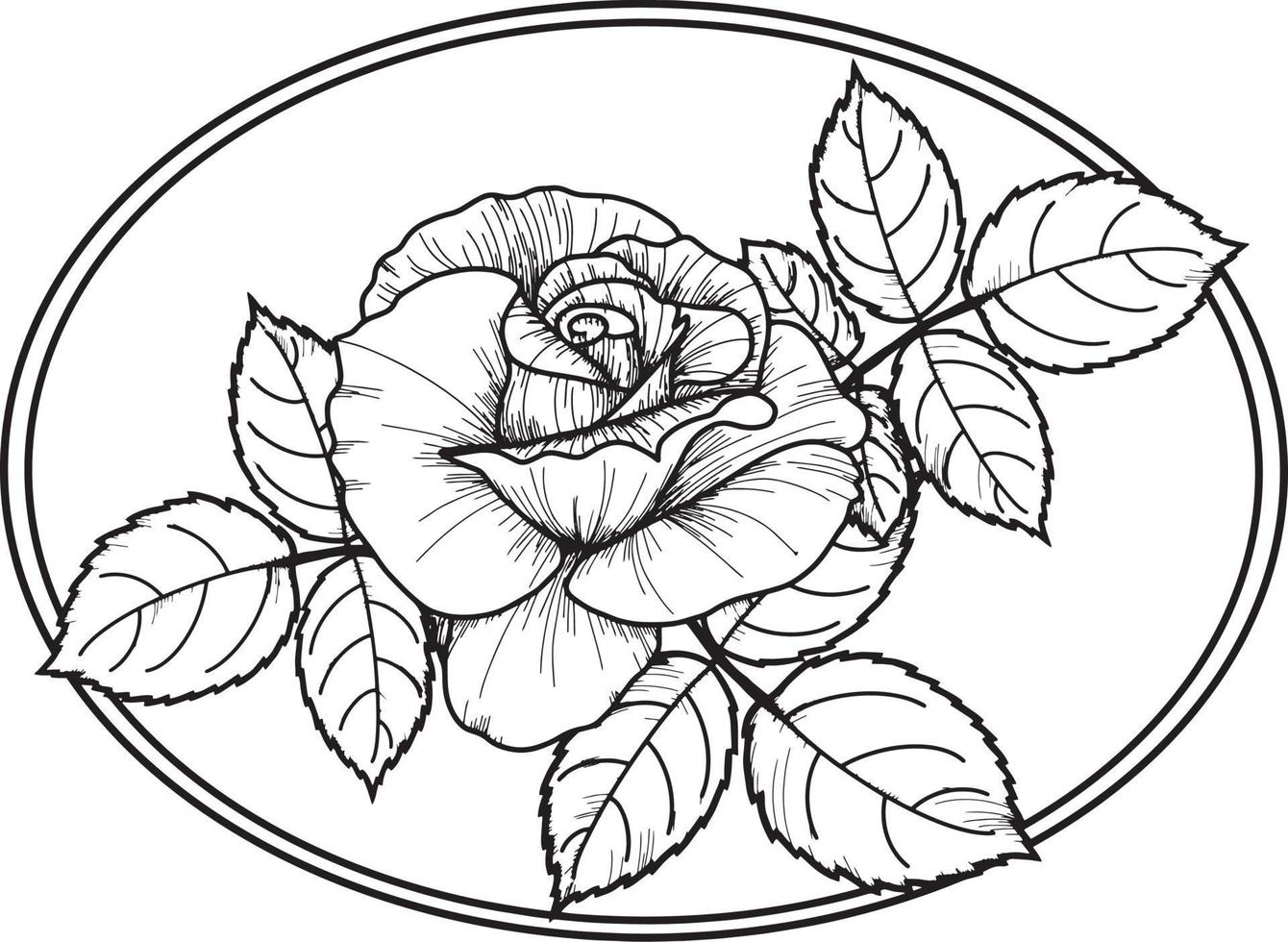 rosa decorativa con foglie ovali. illustrazione vettoriale su sfondo trasparente