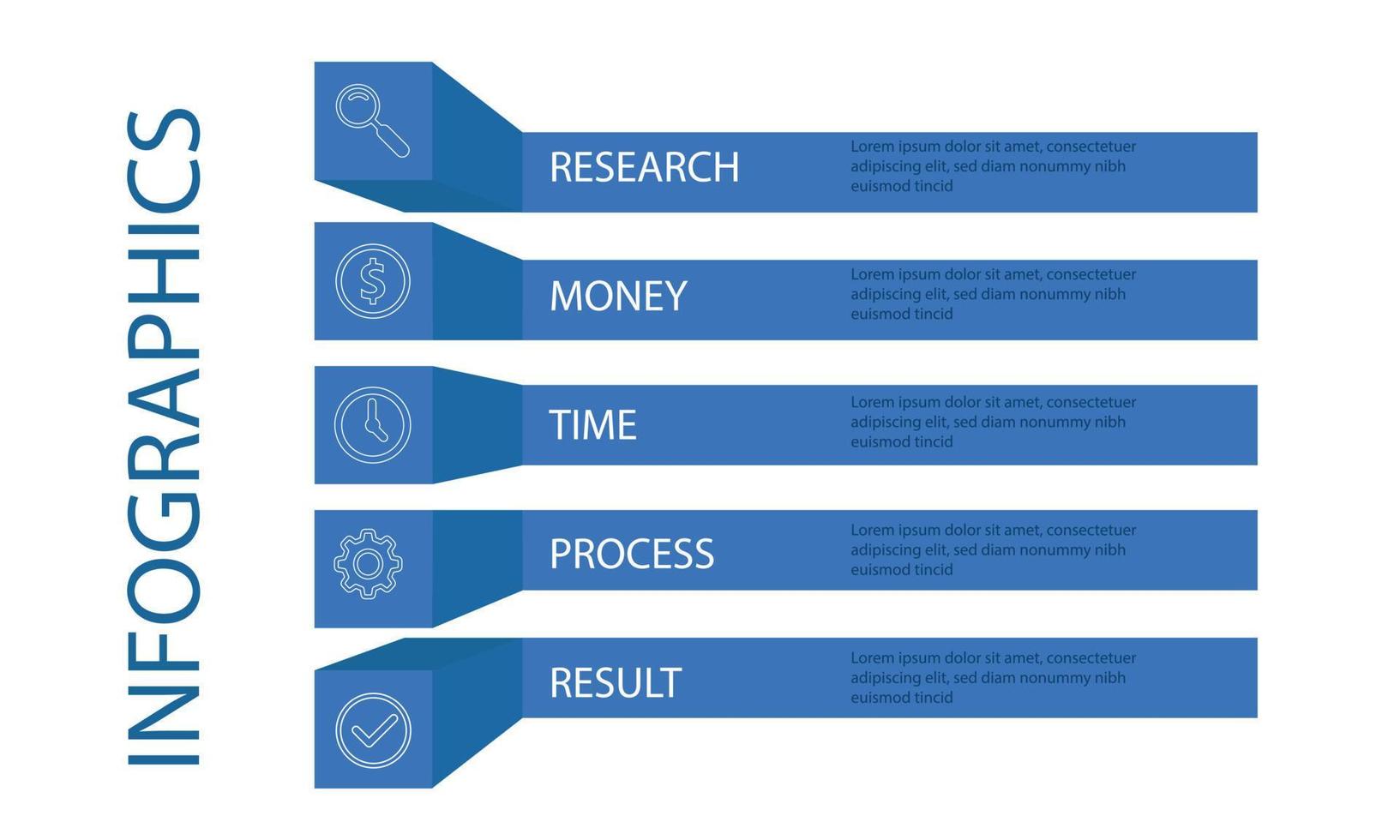 design infografico vettoriale con icone. diagramma di processo, diagramma di flusso, grafico informativo, infografica per il concetto di business, banner per presentazioni, layout del flusso di lavoro.