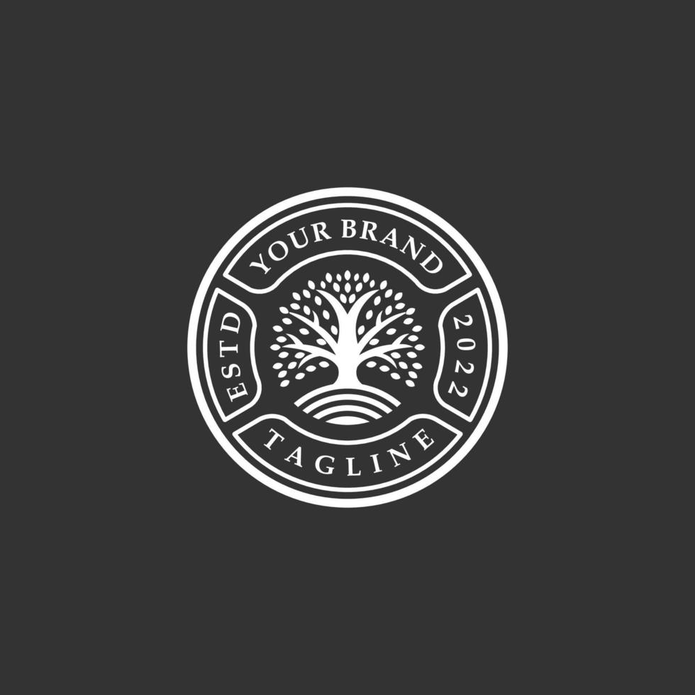 ispirazione per il design del logo vintage dell'albero genealogico della vita vettore