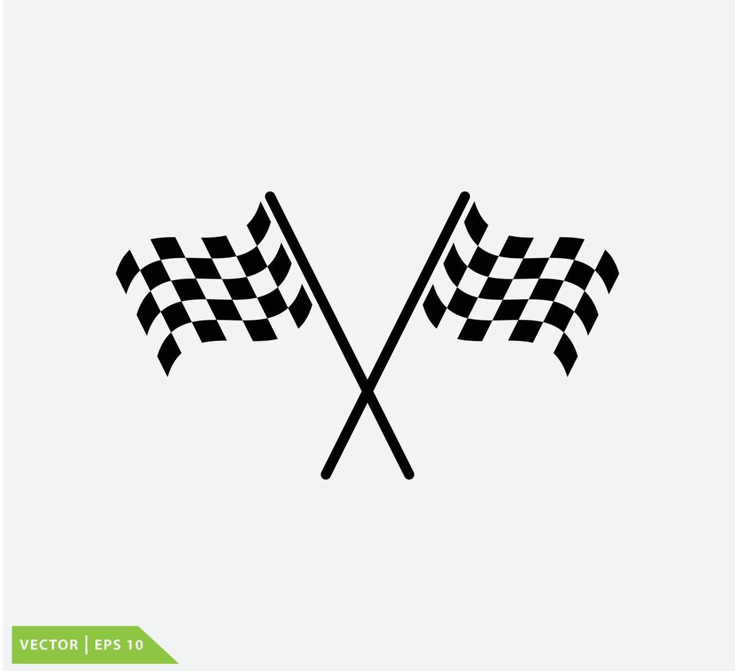 illustrazione del design del logo vettoriale dell'icona della corsa di bandiera