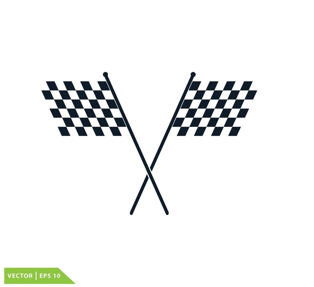 illustrazione del design del logo vettoriale dell'icona della corsa di bandiera