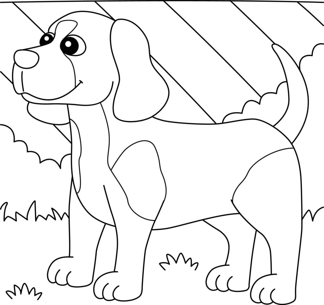 Pagina da colorare cane beagle per bambini vettore