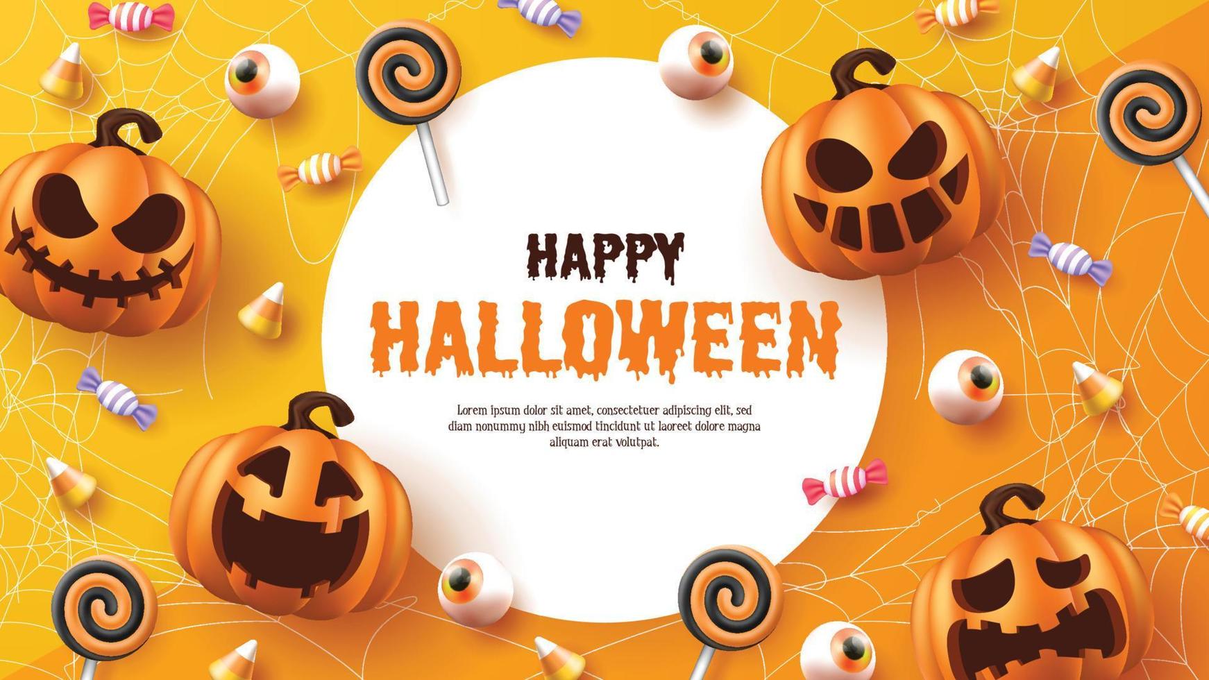 felice Halloween. illustrazione vettoriale di halloween con zucche di halloween ed elementi di halloween.