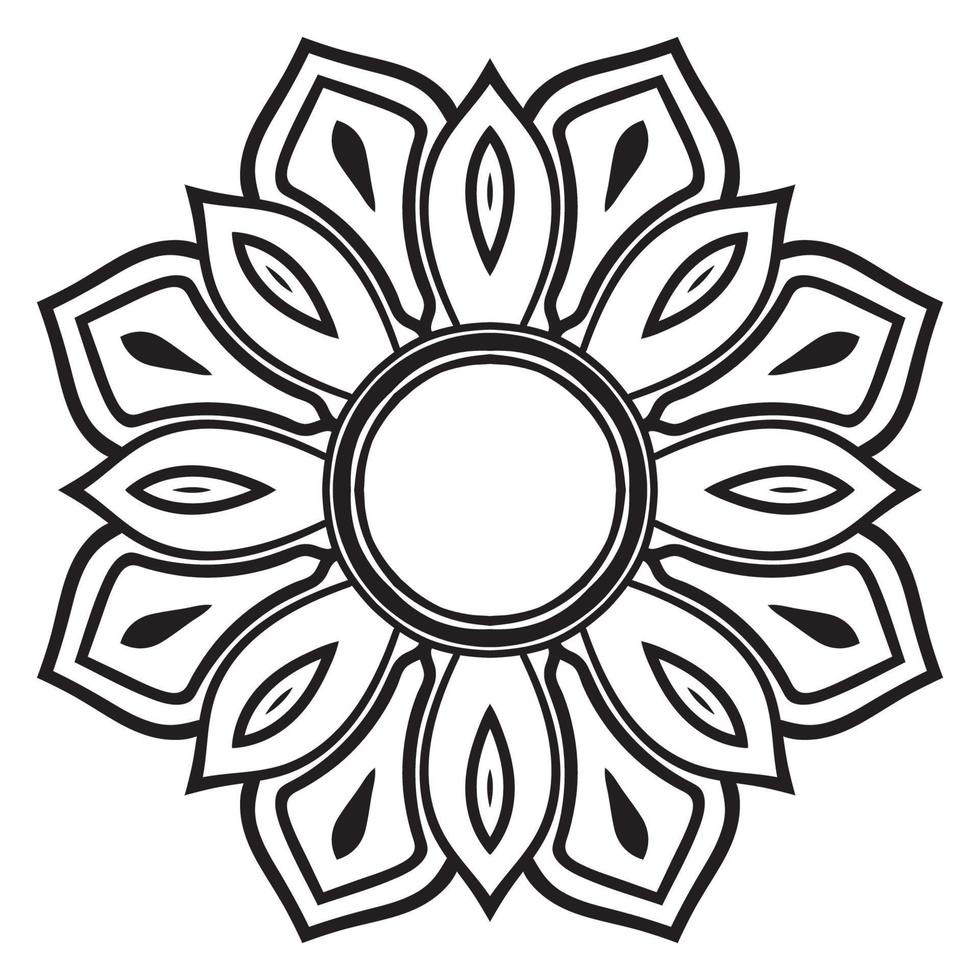 cornice mandala carina. fiore ornamentale rotondo doodle isolato su sfondo bianco. ornamento decorativo geometrico in stile etnico orientale. vettore