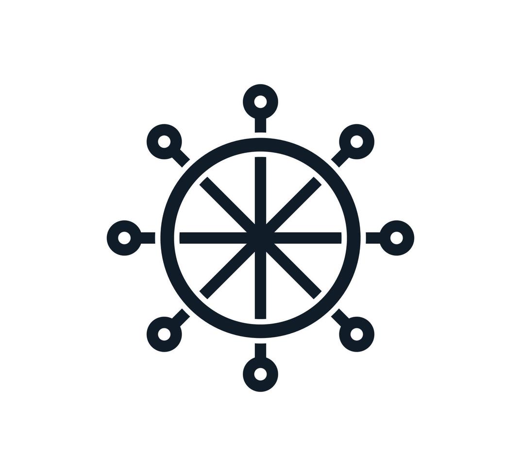 icona nautica, modello di progettazione del logo vettoriale dell'icona del volante
