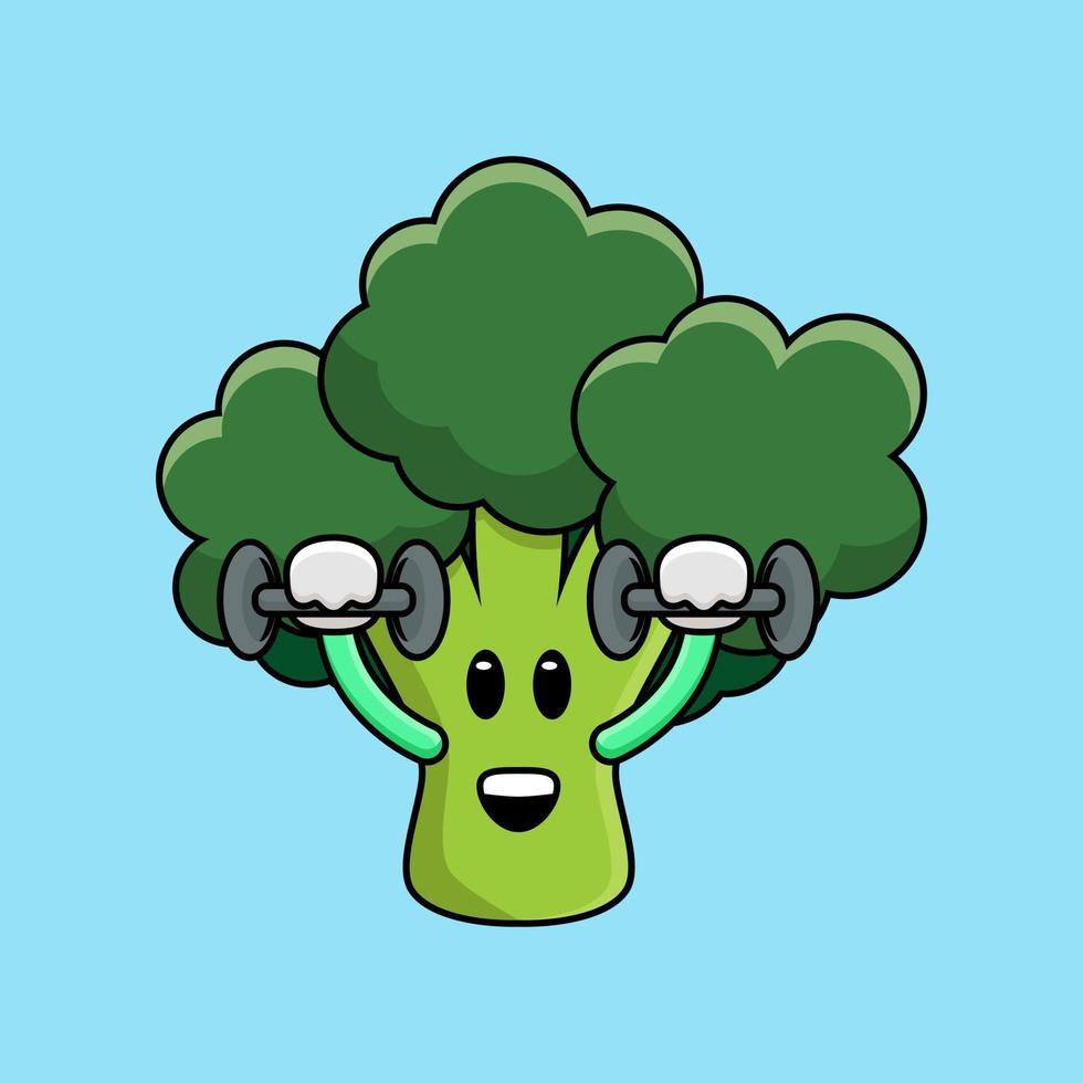 simpatica mascotte di fitness di broccoli del vettore di illustrazione