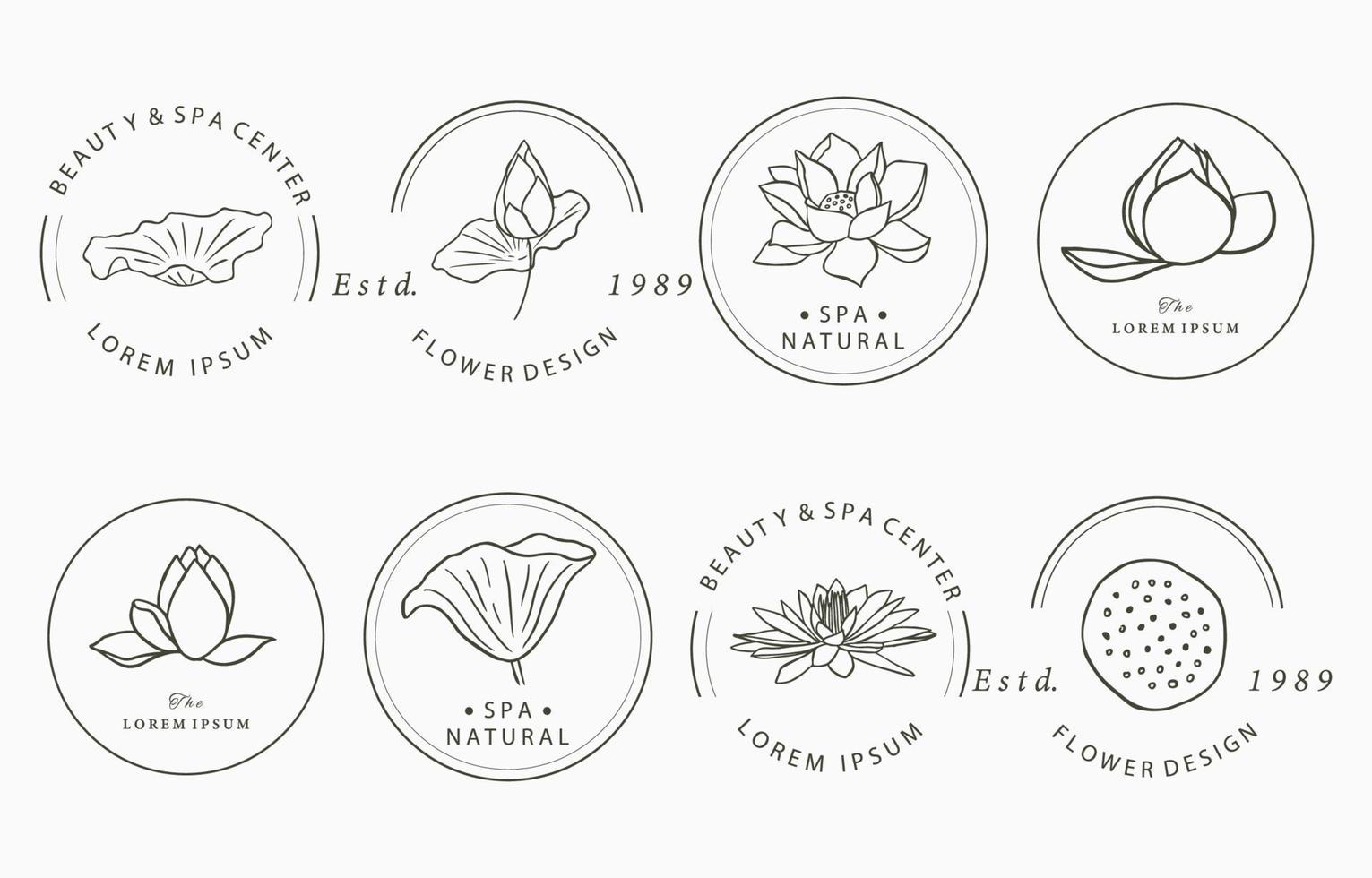 contorno di fiore di loto nero. illustrazione vettoriale per icona, adesivo, stampabile e tatuaggio