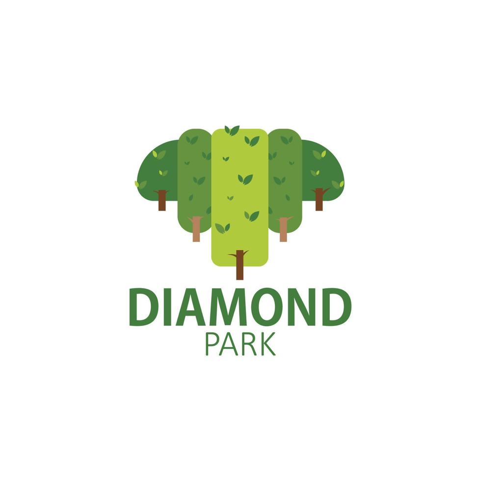 design del logo del parco dei diamanti con l'icona dell'albero semplice e unico. perfetto per affari, azienda, parco, giardino, ecc. vettore