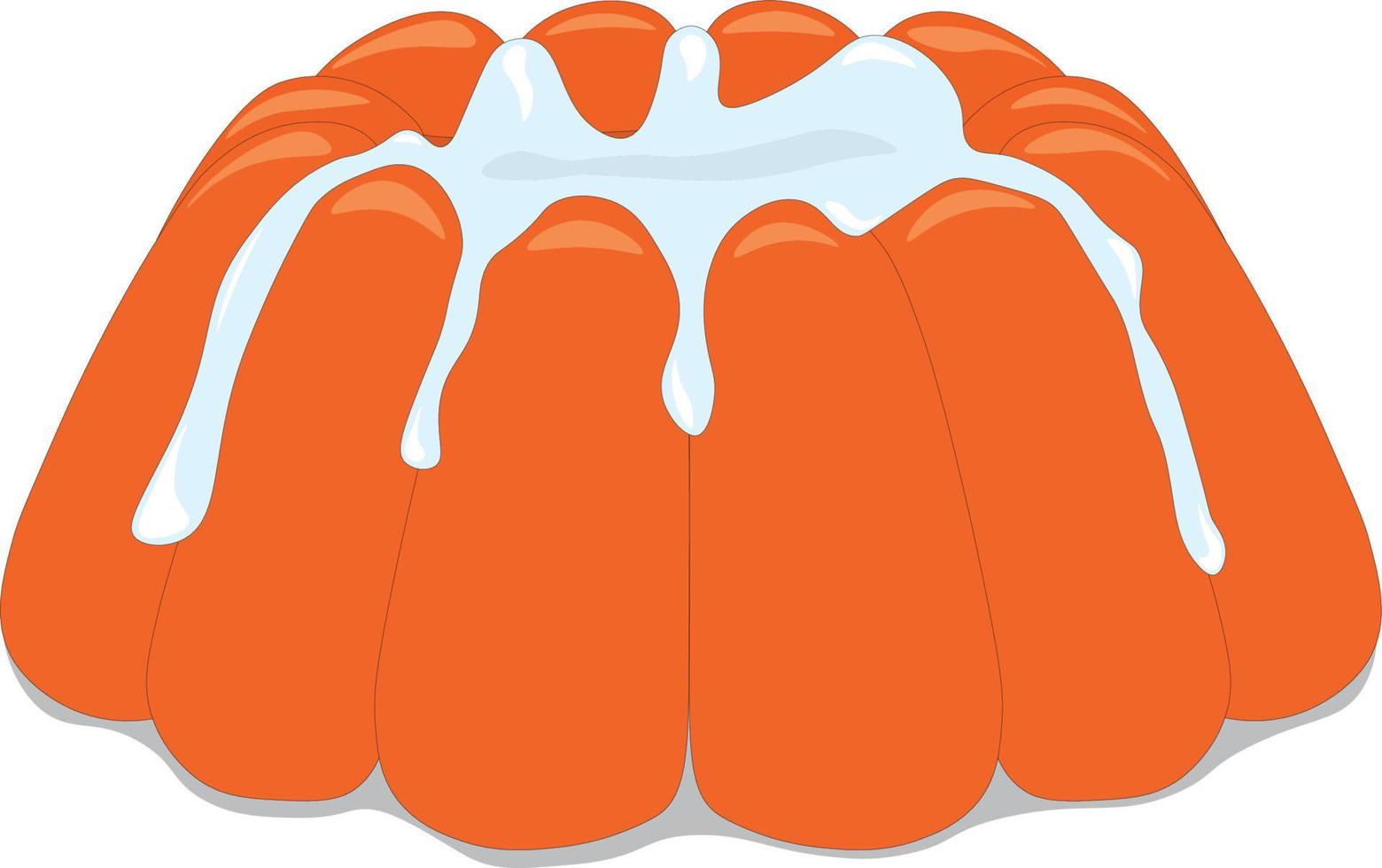 budino di gelatina all'arancia con illustrazione vettoriale di topping cremoso