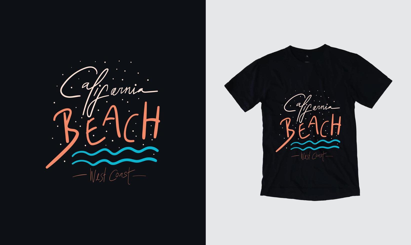 illustrazione vettoriale estiva per t-shirt e altre produzioni di stampa di design. estate, tramonto, surf, onde del mare.
