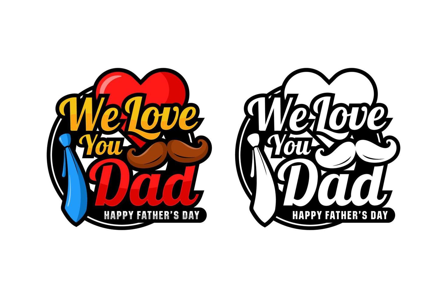 ti amiamo papà felice festa del papà logo design vettoriale