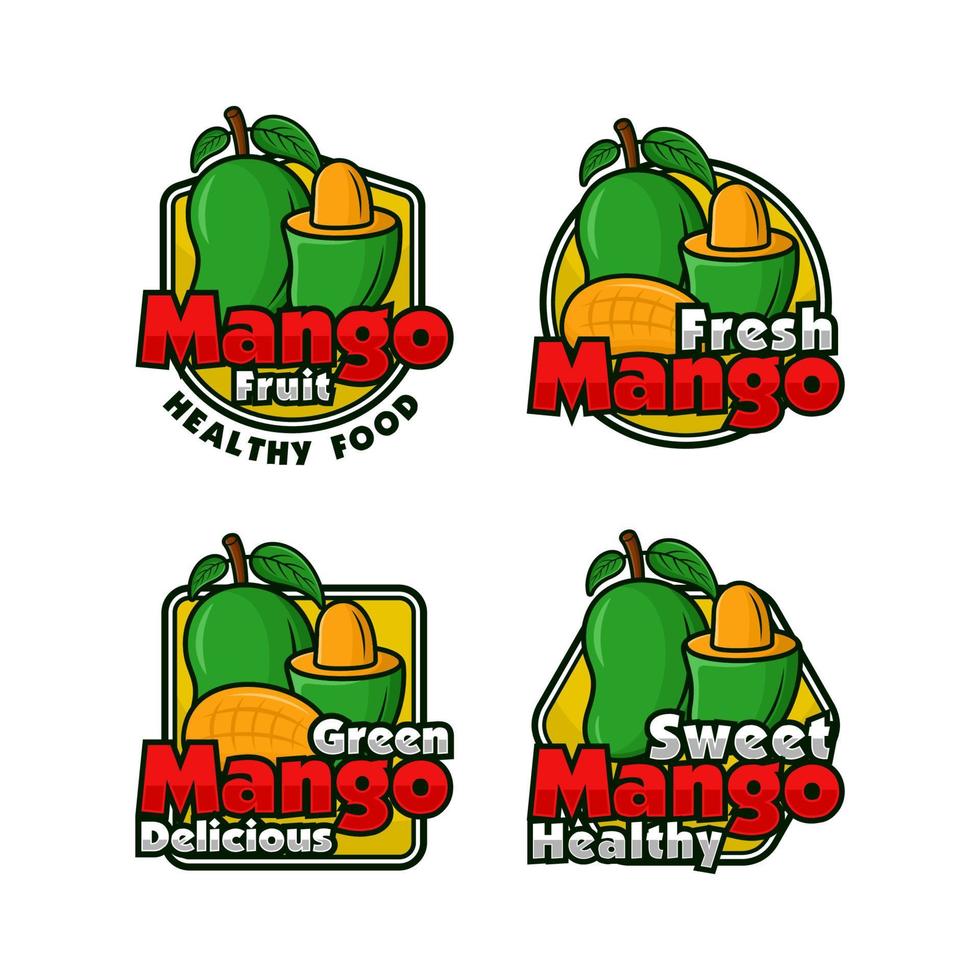 collezione di design di etichette badge mango verde vettore