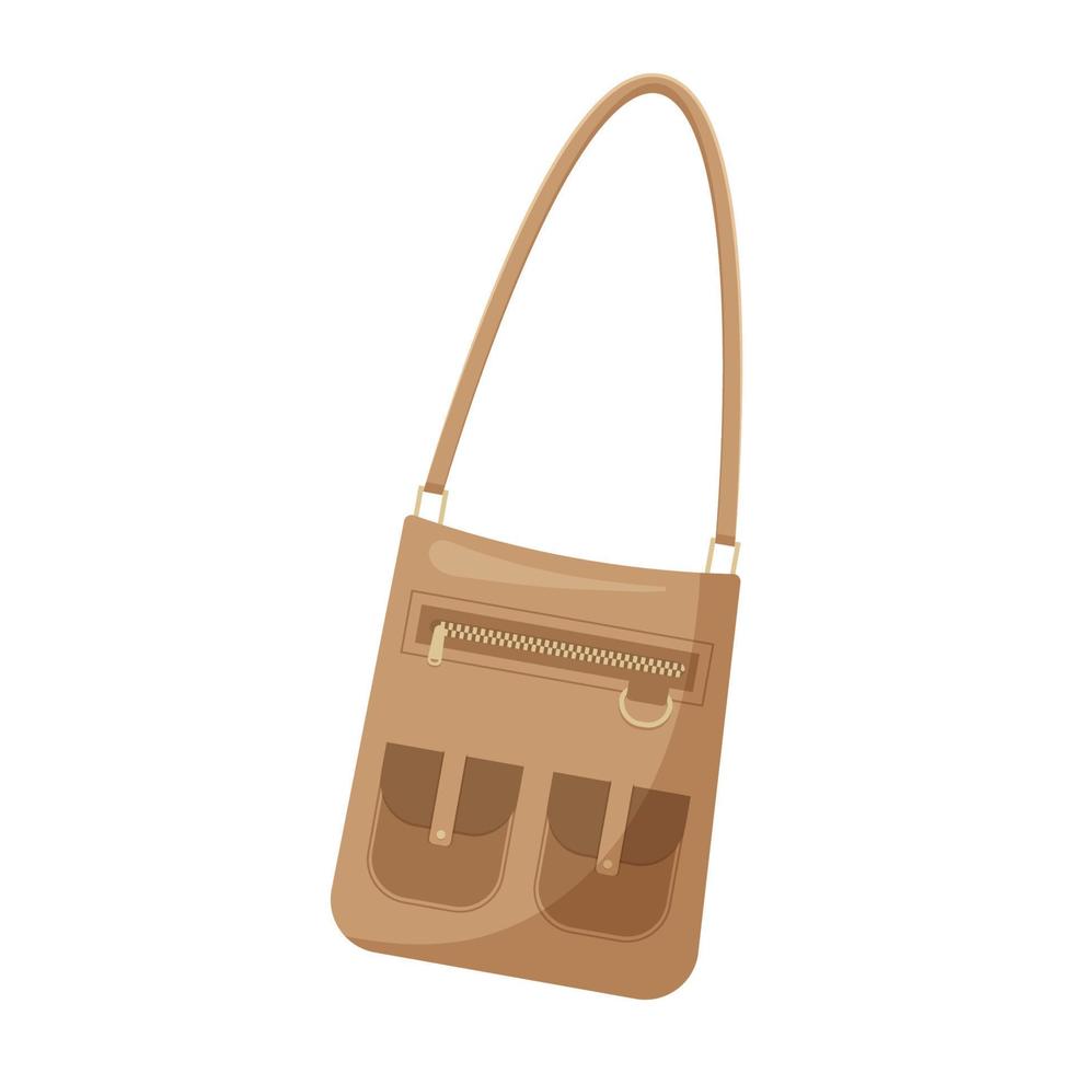 borsa beige da donna alla moda. accessorio da donna alla moda. illustrazione vettoriale in stile cartone animato piatto.