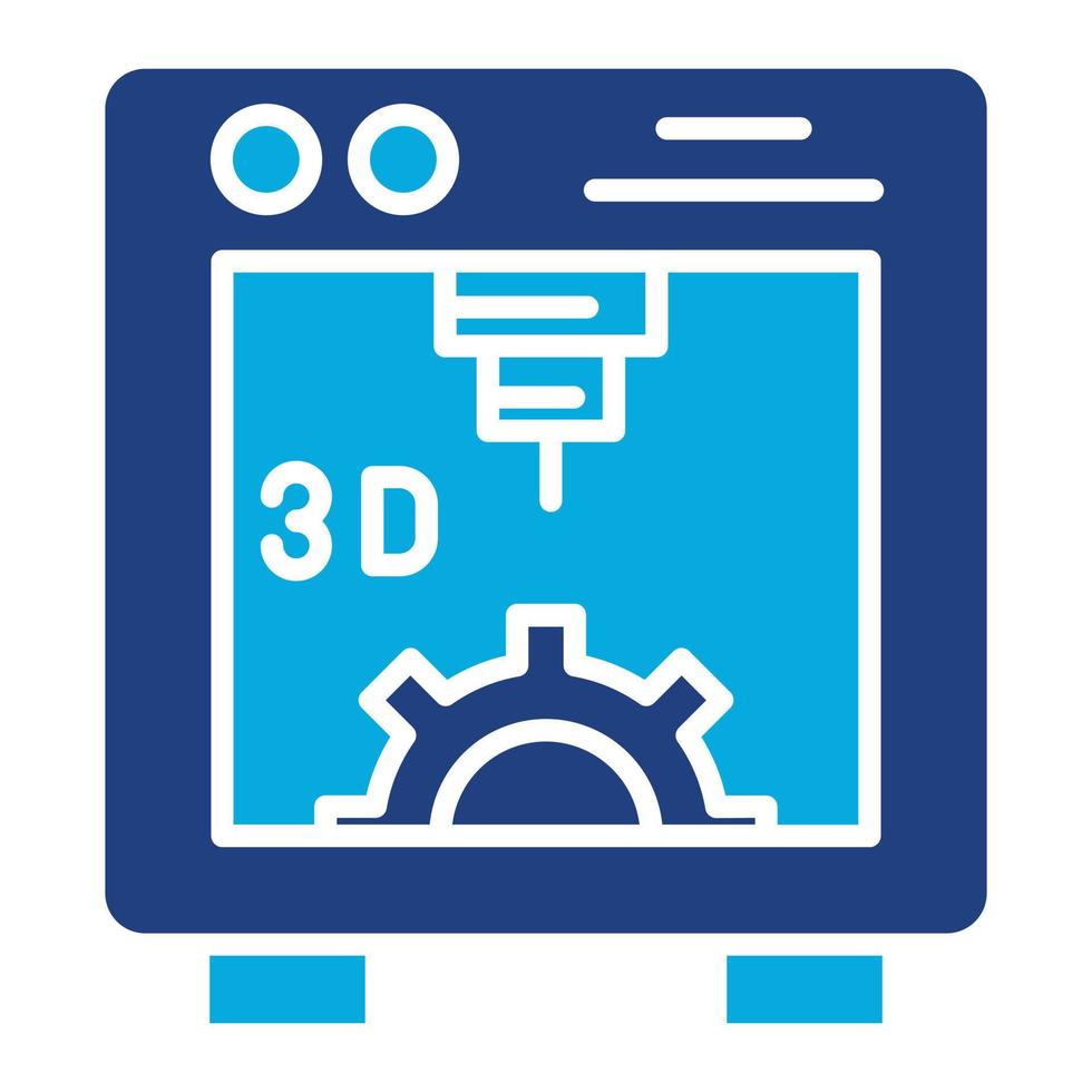 Icona a due colori del glifo della stampante 3d vettore