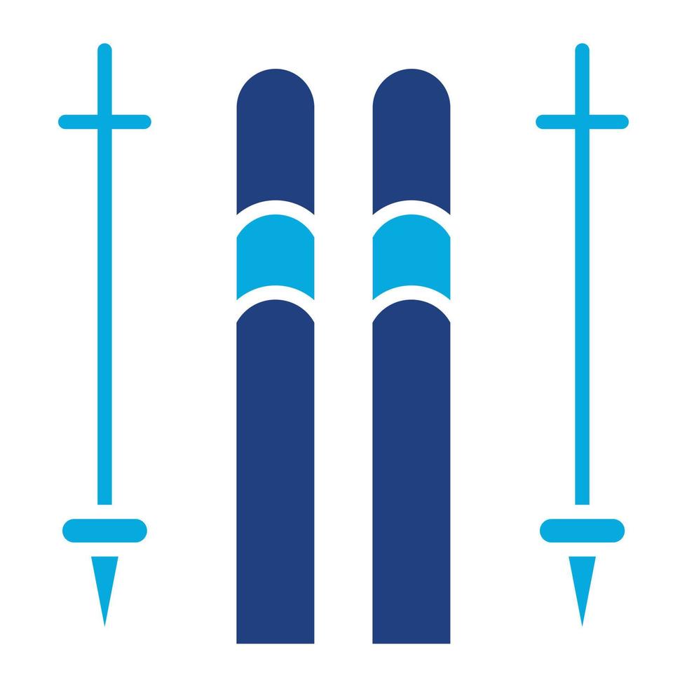bastoncini da sci glifo icona a due colori vettore