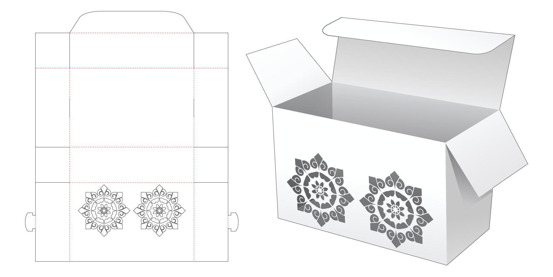 scatola pieghevole con modello fustellato per finestra mandala con stencil vettore
