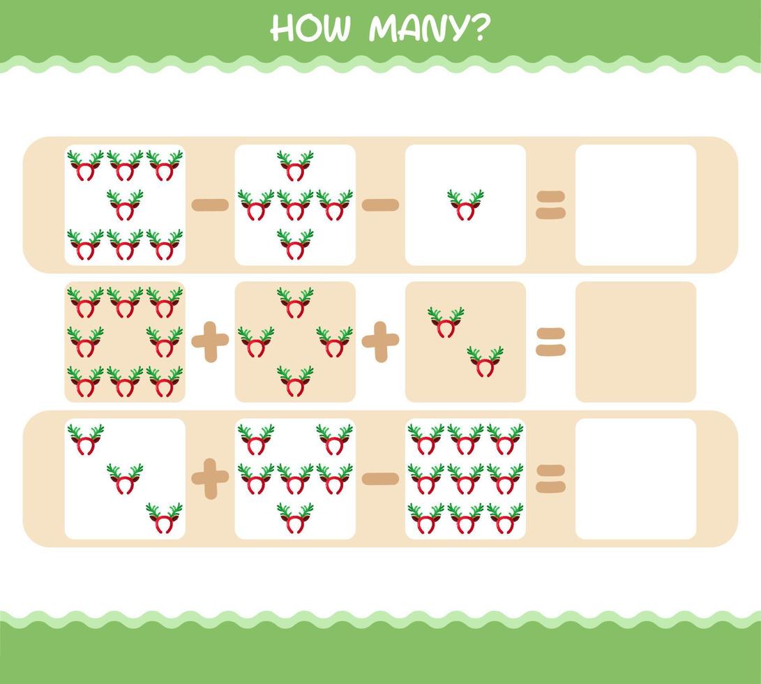 quante fasce di corna di cartone animato. gioco di conteggio gioco educativo per bambini e bambini in età prescolare vettore