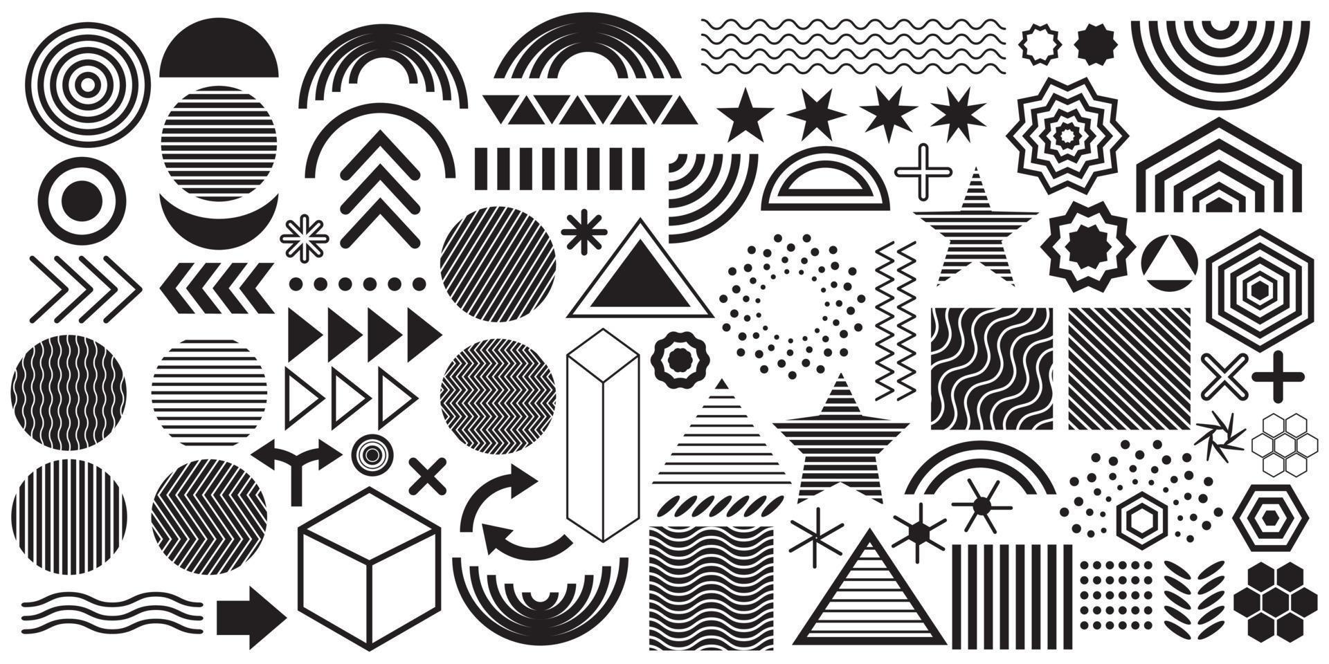 set di icone astratte geometriche di varie forme. contorno astratto. elementi di design. illustrazione vettoriale