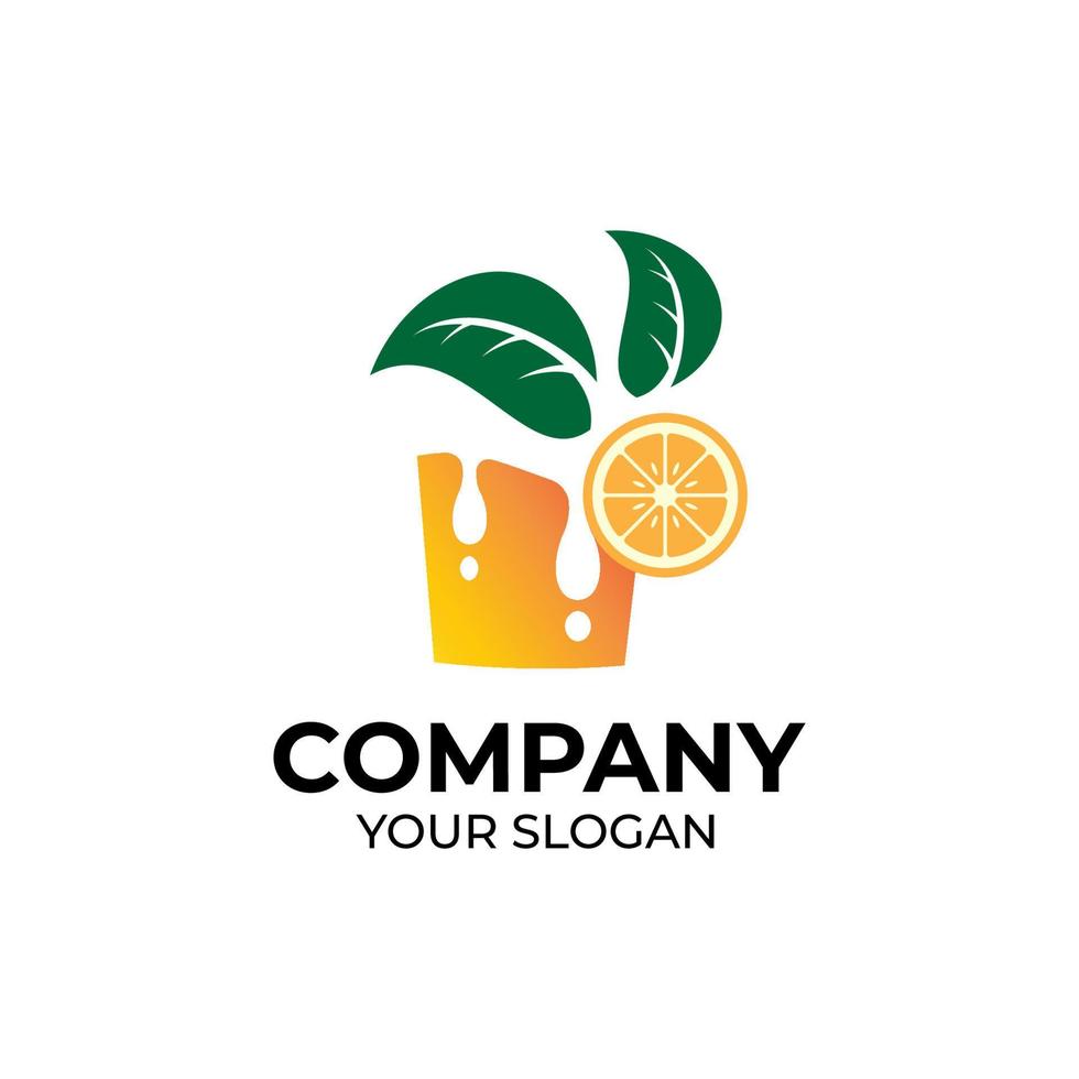 disegno del logo del succo d'arancia vettore