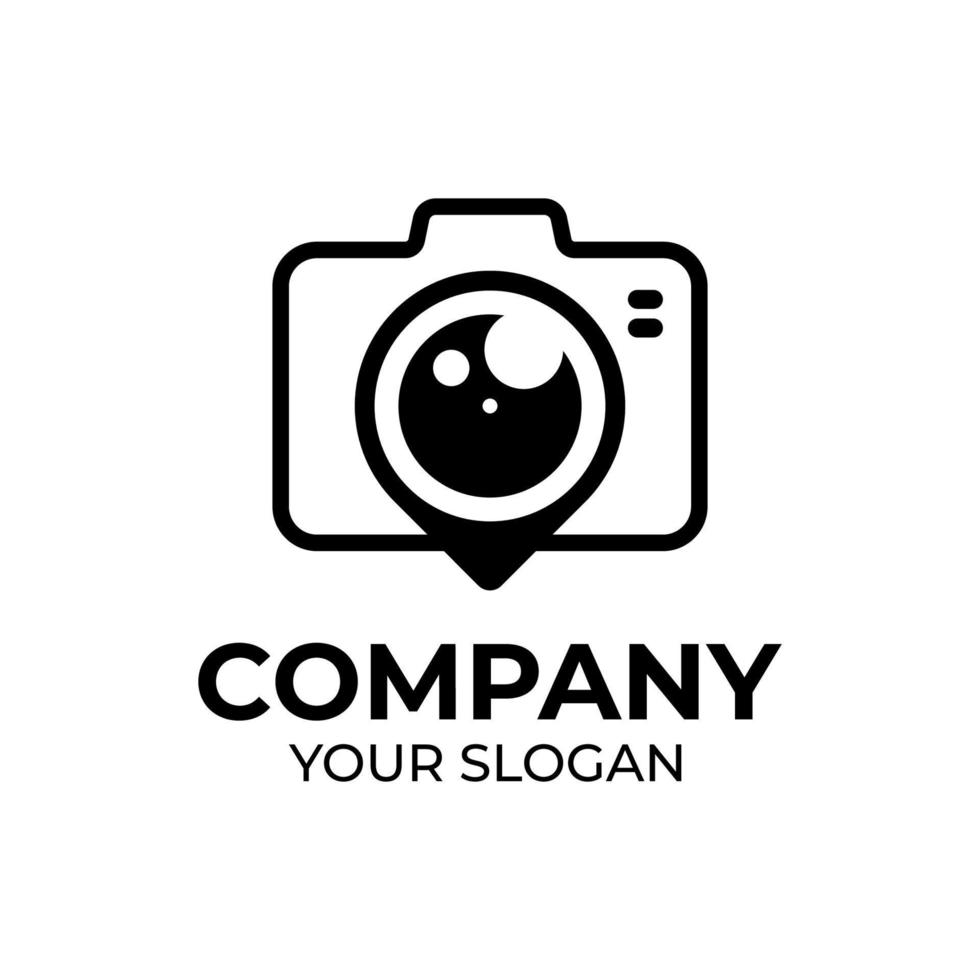 design del logo della fotocamera pin vettore