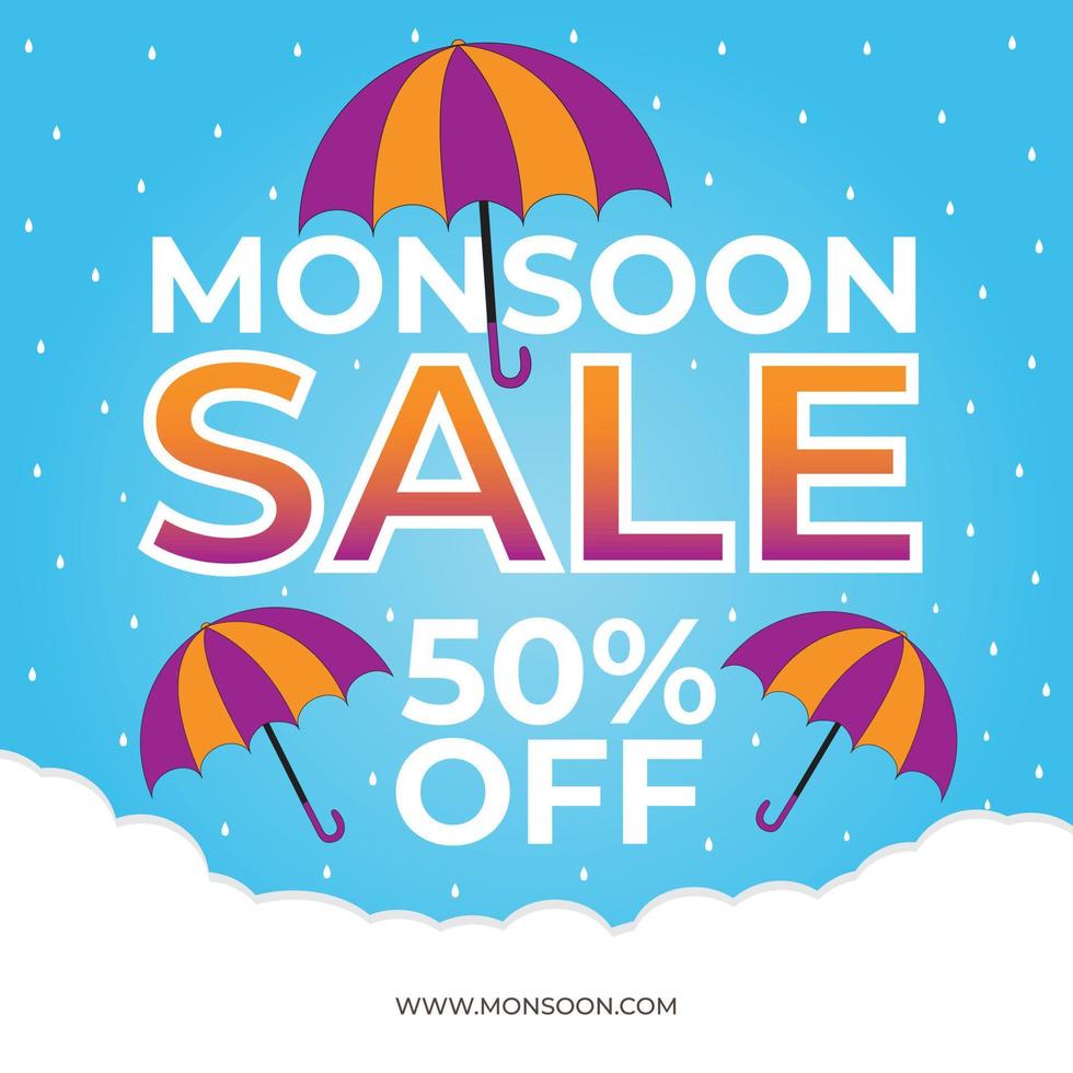banner di vendita dei monsoni, annuncio di vendita dei monsoni, vettore