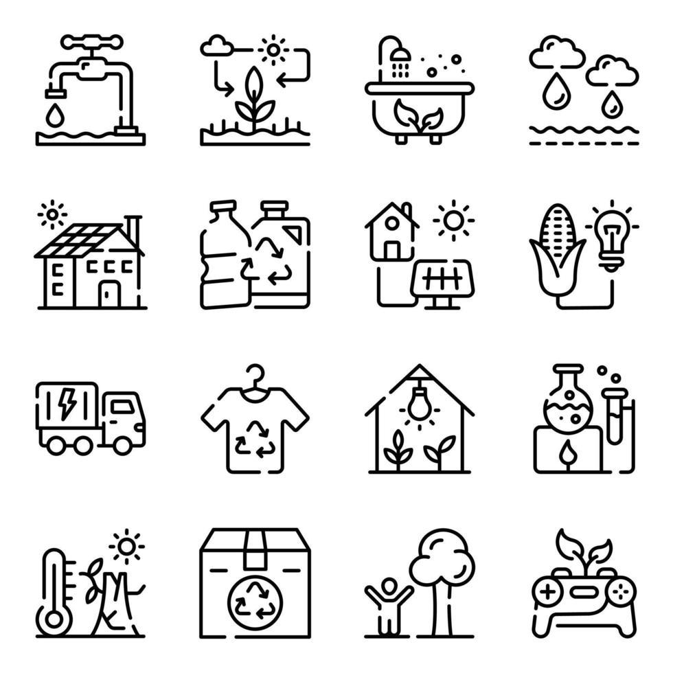 set di icone di doodle della natura vettore