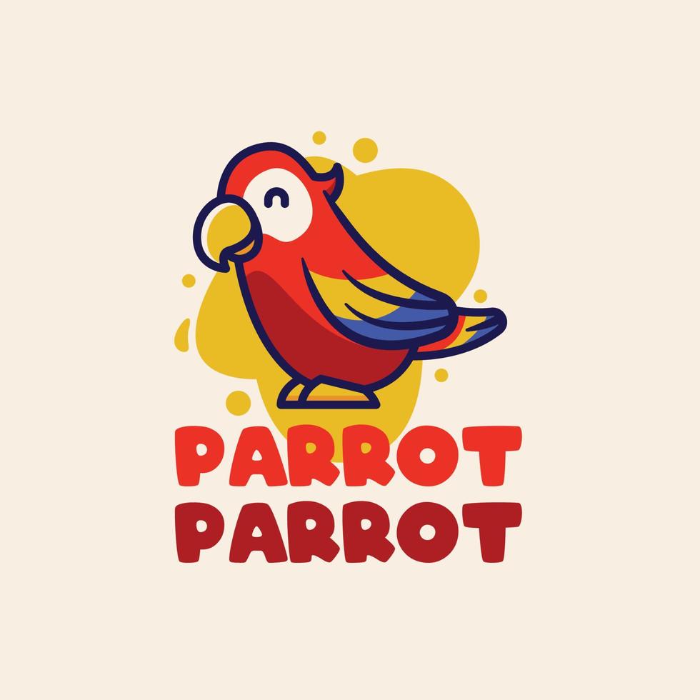 illustrazione di uccello pappagallo carino e divertente vettore