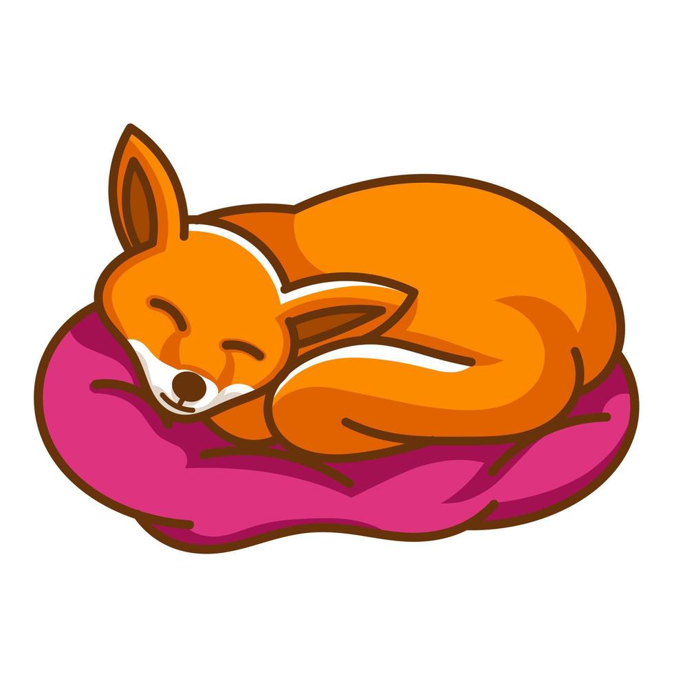 illustrazione vettoriale di una volpe che dorme su un cuscino carino,