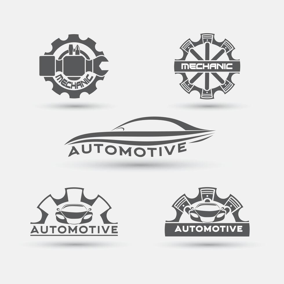 collezione di design del logo automobilistico e meccanico vettore