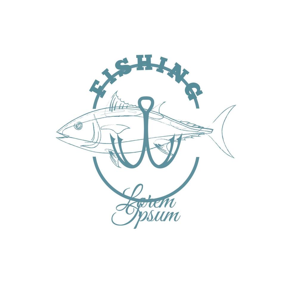 illustrazione del modello di progettazione del logo di pesca. logo di pesca sportiva vettore