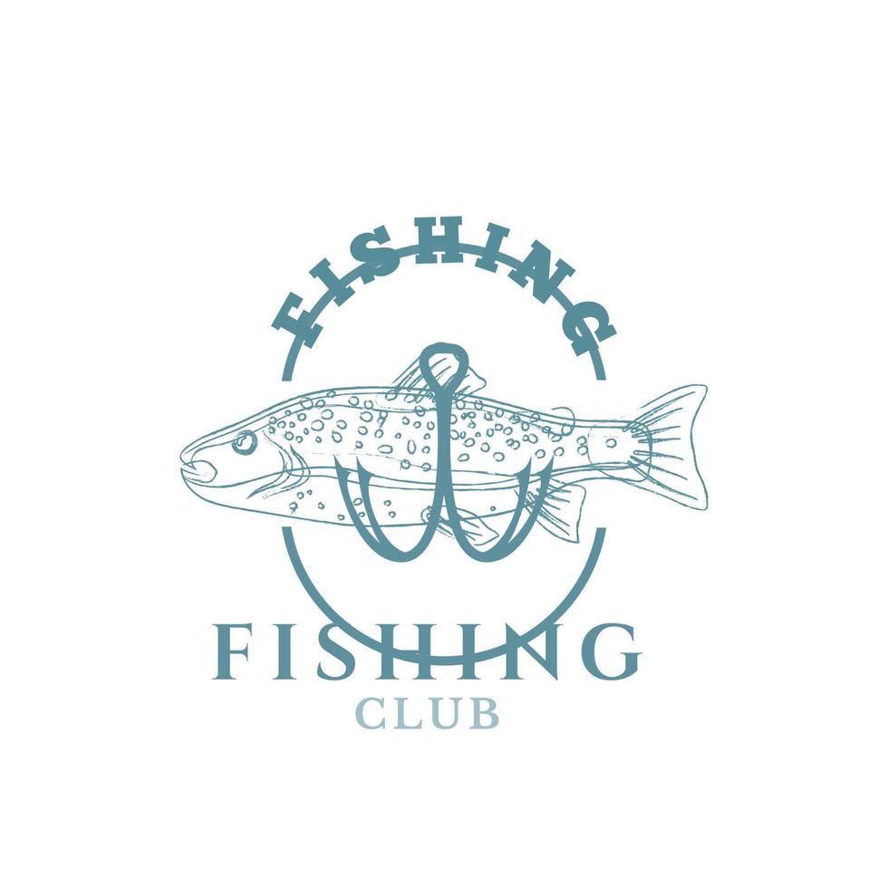 illustrazione del modello di progettazione del logo di pesca. logo di pesca sportiva vettore