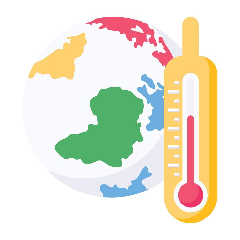 termometro con globo terrestre che dà significato al riscaldamento globale vettore