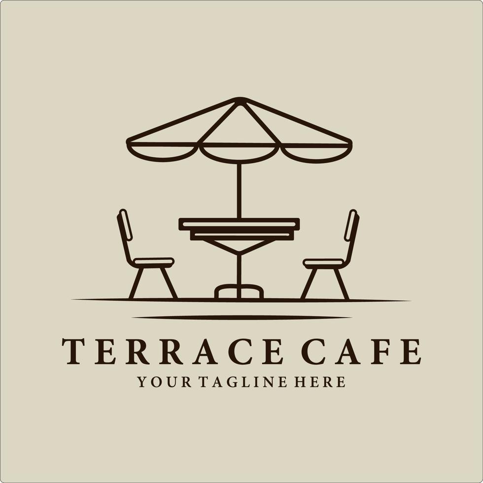 disegno dell'illustrazione di vettore del logo di arte della linea del caffè della terrazza