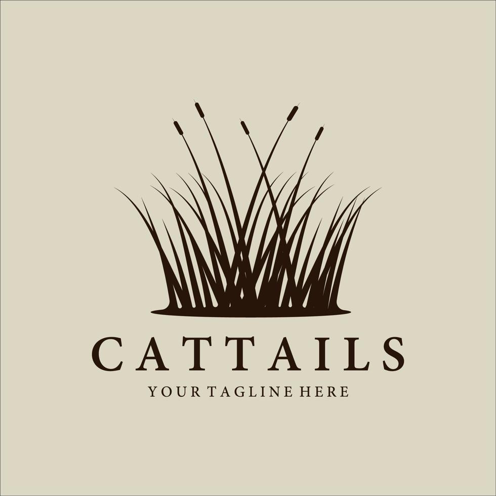 cattails o logo reed modello di illustrazione vettoriale vintage