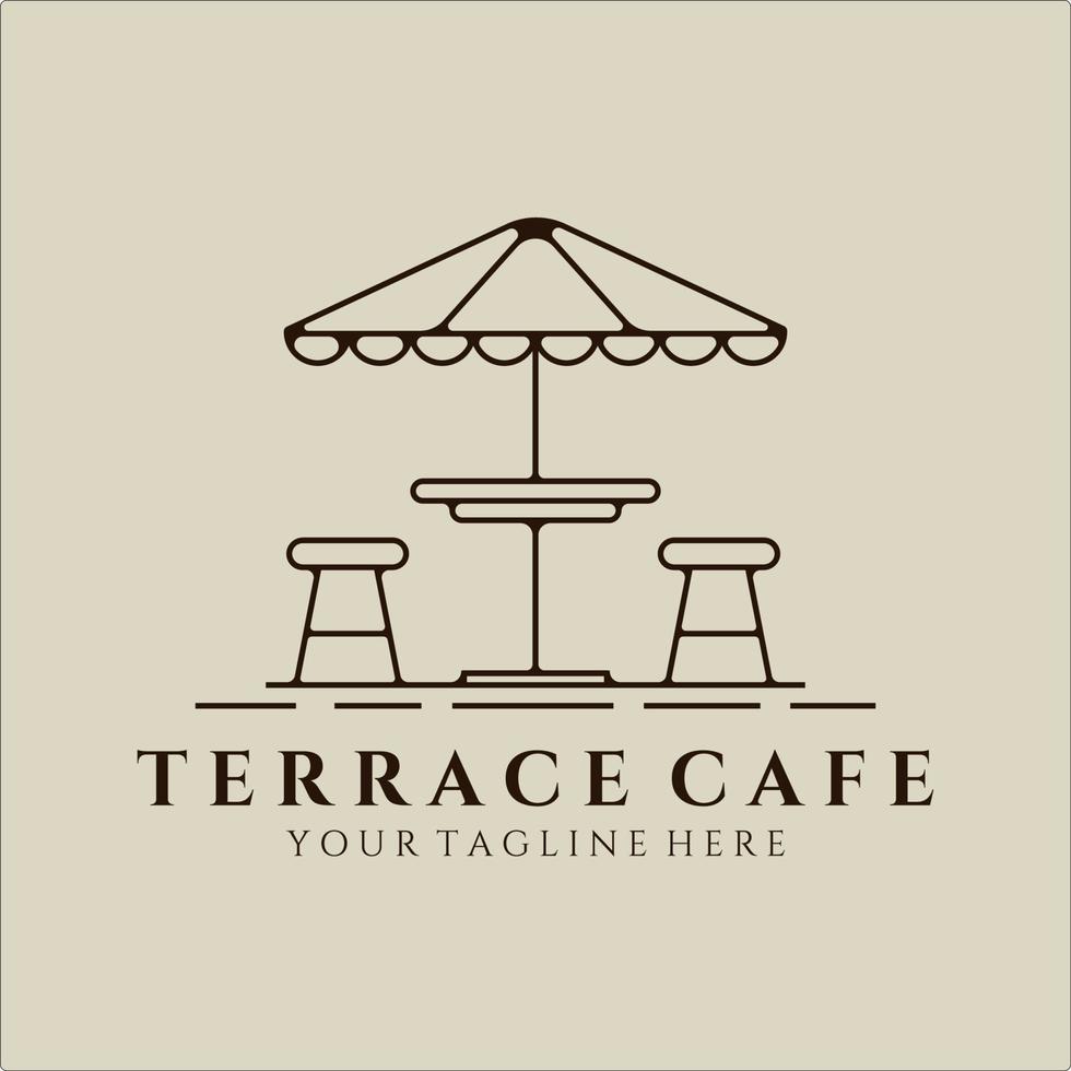 Terrace Cafe line art logo design minimalista del modello di illustrazione vettoriale. Caffetteria ristorante street food per logo concept business vettore