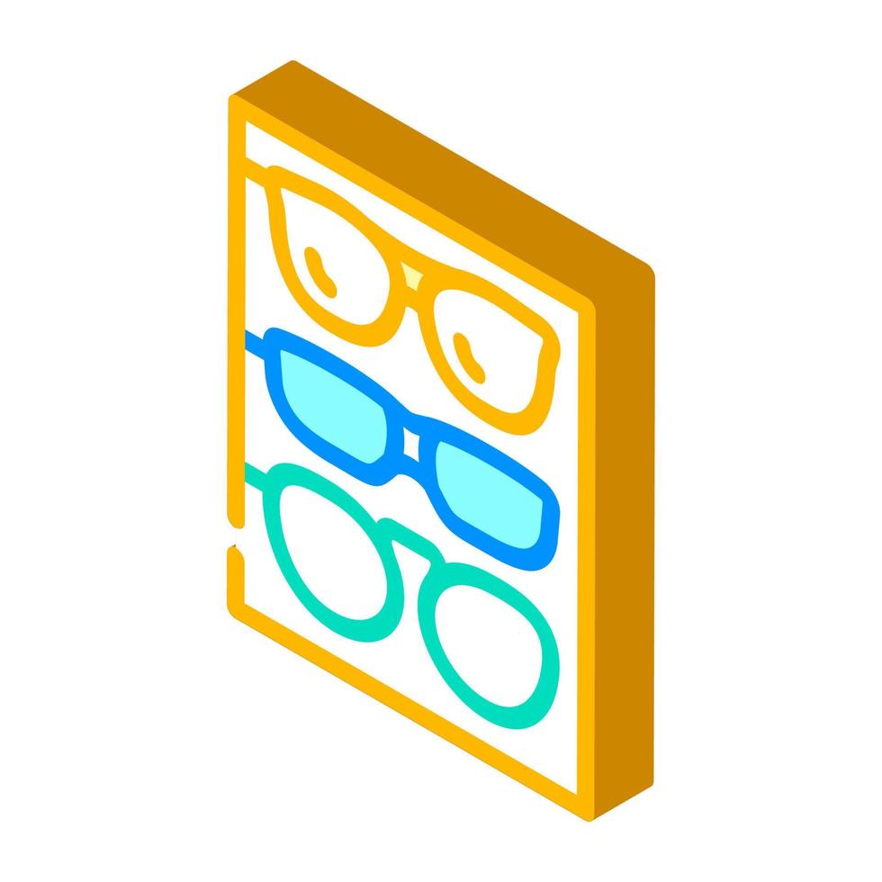 diverse montature di occhiali impostano l'illustrazione vettoriale dell'icona isometrica