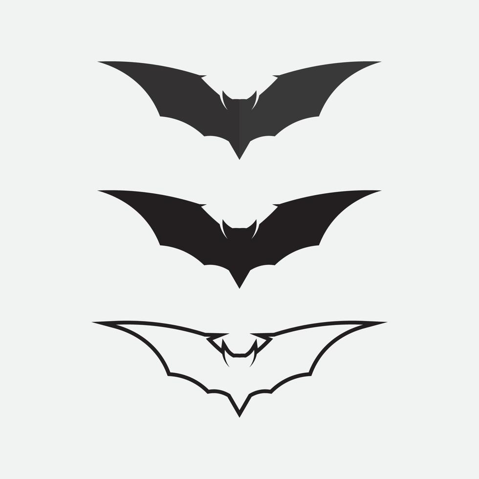 pipistrello logo animale e set vettoriale, ali, nero, halloween, vampiro, gotico, illustrazione, design icona pipistrello vettore