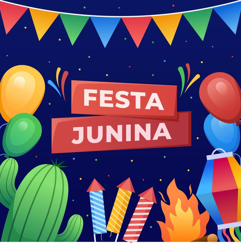 design di biglietti di auguri festa junina per post sui social media, banner, poster, biglietti di auguri, inviti, cartoline, ecc. vettore