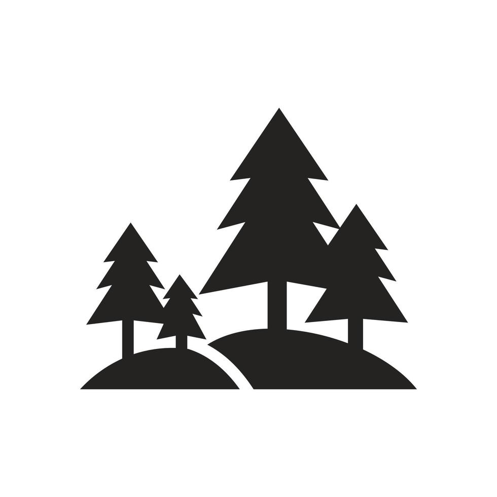 icona della foresta di pini, vacanze, strade, montagne. vettore