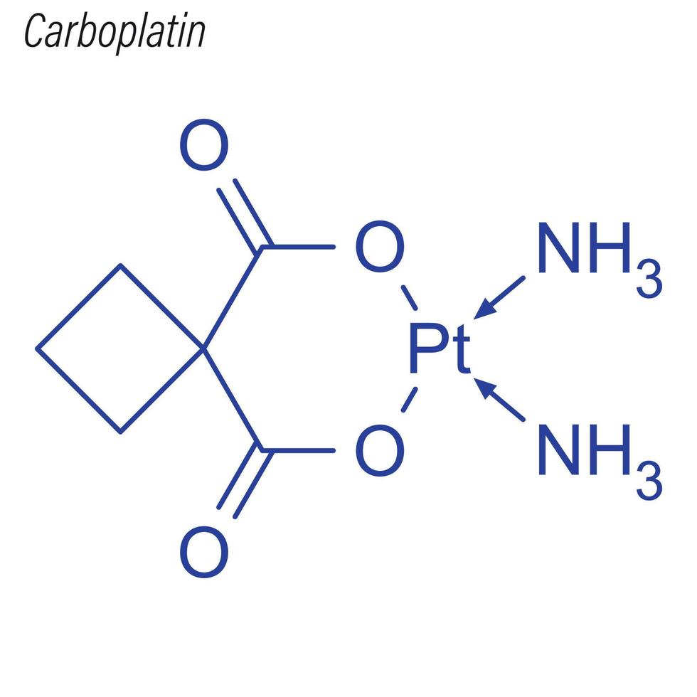 formula scheletrica vettoriale del carboplatino. molecola chimica del farmaco.