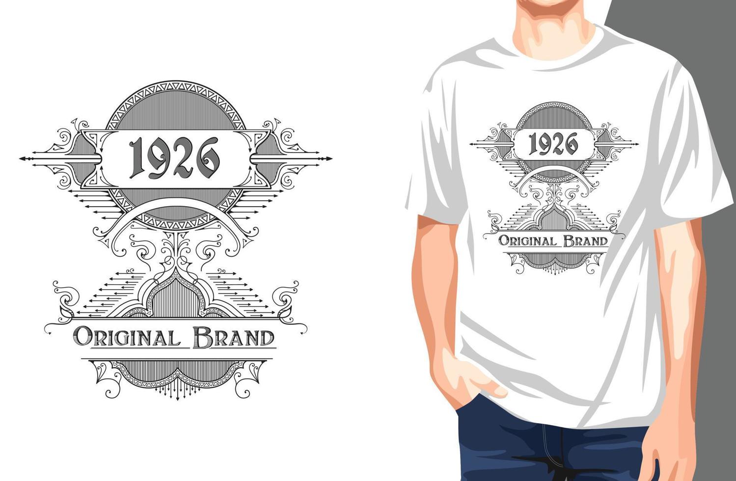 T-shirt di marca originale del 1926. Può essere utilizzata per la stampa di t-shirt, stampa di tazze, cuscini, design di stampa di moda, abbigliamento per bambini, baby shower, auguri e cartoline. disegno della maglietta vettore