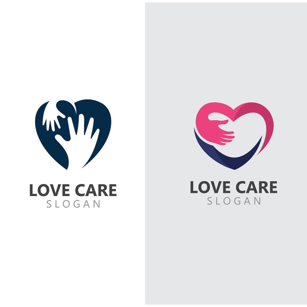 modello di ispirazione per il design del logo di amore e cura creativo vettore