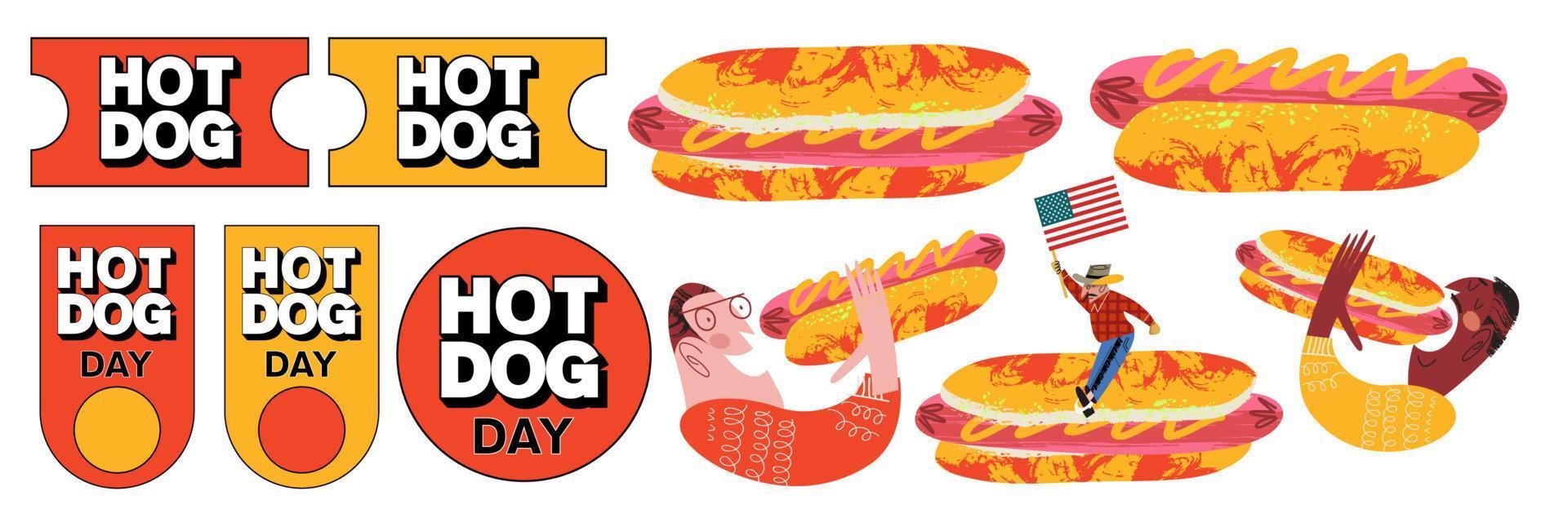 hot dog. Fast food. salsiccia in un panino. illustrazione vettoriale. vettore