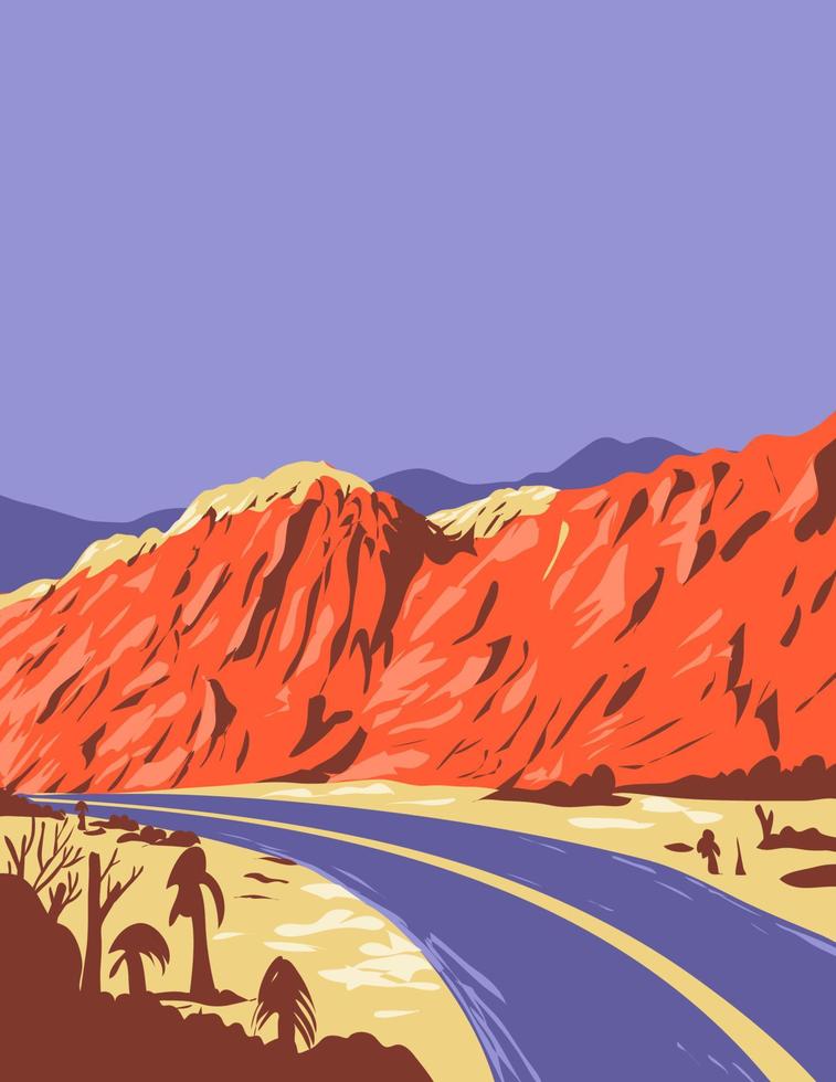 Red Rock Canyon National Conservation Area nel deserto del Mojave nevada usa wpa poster art vettore