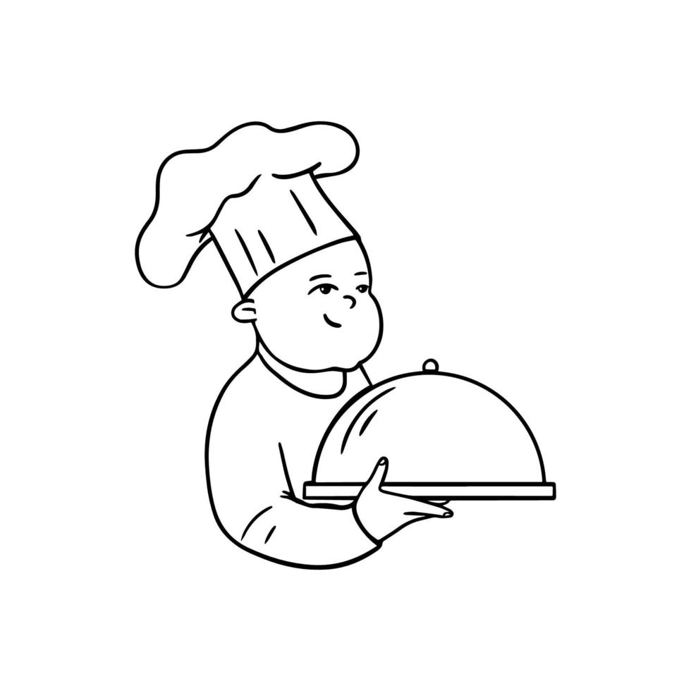 piccolo cuoco. illustrazione vettoriale di cuoco bambino su sfondo bianco.