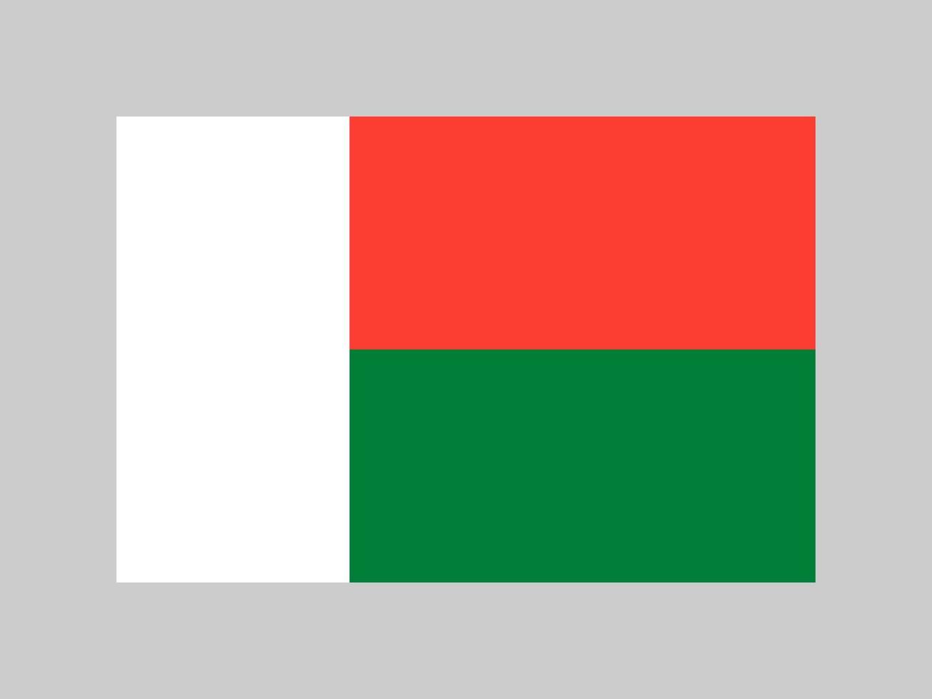 bandiera del madagascar, colori ufficiali e proporzione. illustrazione vettoriale. vettore