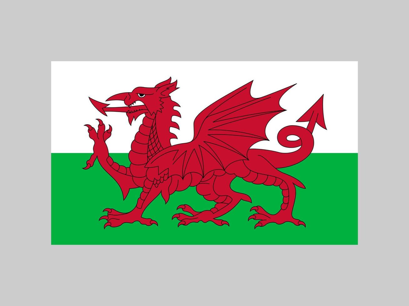 bandiera del Galles, colori ufficiali e proporzione. illustrazione vettoriale. vettore