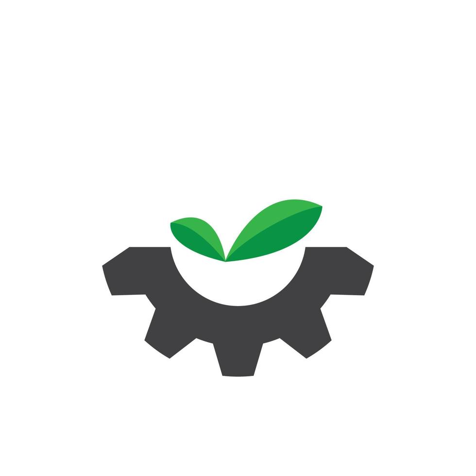 logo della foglia dell'ingranaggio vettore