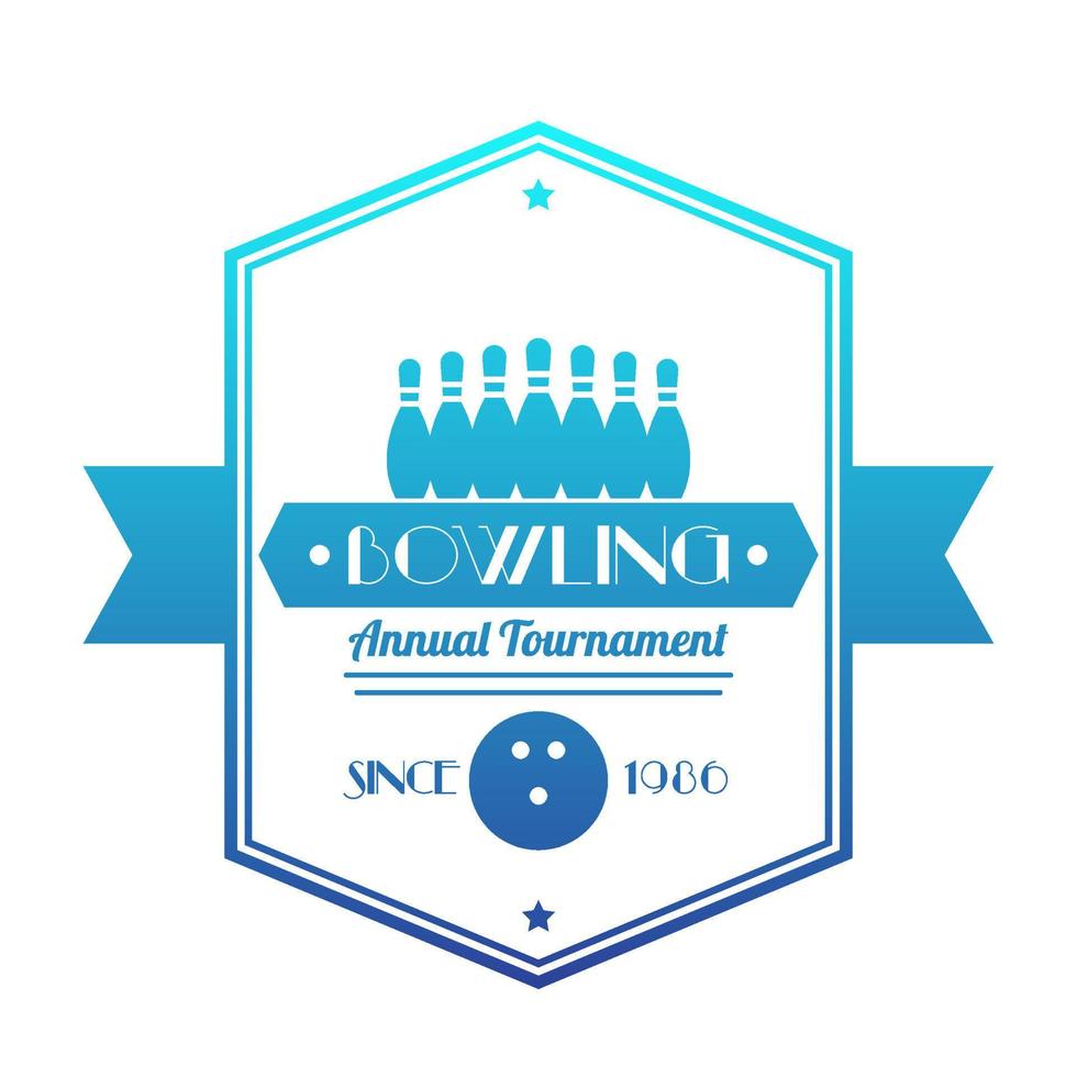 emblema del torneo di bowling su bianco, illustrazione vettoriale